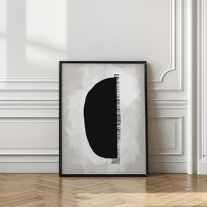 Tablou înramat „Black Shape Against A Textured White Background” de uplusmestudio