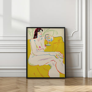 Tablou înramat „Girl With A Wineglass” de Francesco Gulina