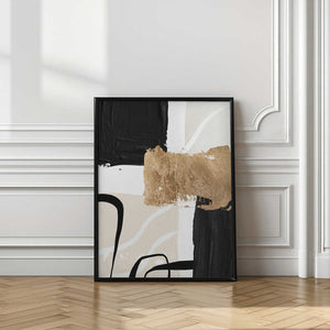Tablou înramat „Abstract Black and Gold-4” de Sally Ann Moss