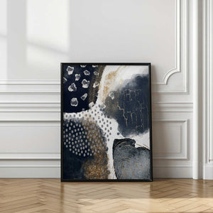 Tablou înramat „Abstract Black and Gold-1” de Sally Ann Moss