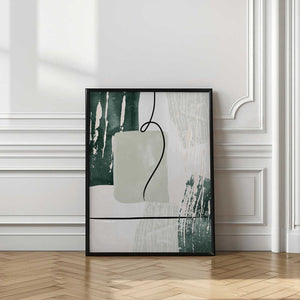 Tablou înramat „Abstract Shapes in Green-3” de Sally Ann Moss