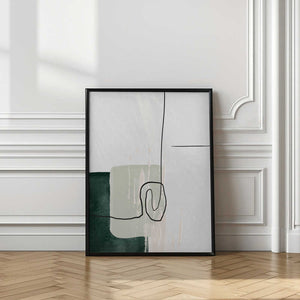 Tablou înramat „Abstract Shapes in Green-1” de Sally Ann Moss