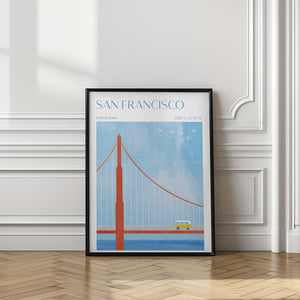 Tablou înramat „San Francisco, Golden Gate Bridge” de longwayhome