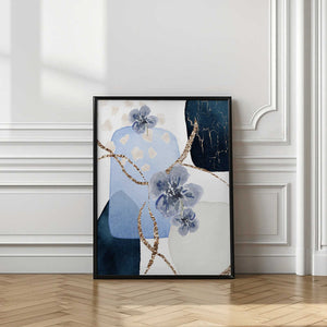 Tablou înramat „Floral Blue-1” de Sally Ann Moss