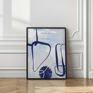 Tablou înramat „Lines of Blue-1” de Sally Ann Moss