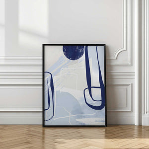 Tablou înramat „Lines of Blue-3” de Sally Ann Moss