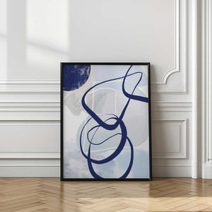 Tablou înramat „Lines of Blue-2” de Sally Ann Moss