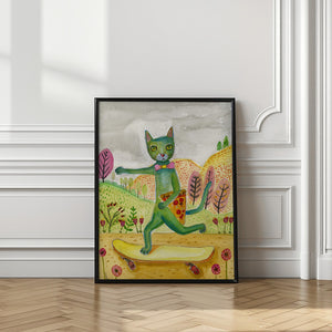 Tablou înramat „Pizza Cat” de Sharyn Bursic