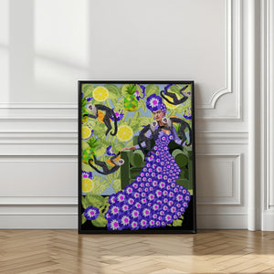 Tablou înramat „Frida in the Garden” de Lynnda Rakos