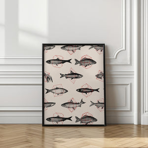 Tablou înramat „Fishes In Geometrics Nº4” de Florent Bodart