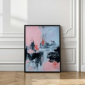 Tablou înramat „Pink and Grey Abstract 2” de Alyson Storms