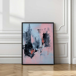Tablou înramat „Pink and Grey Abstract 3” de Alyson Storms