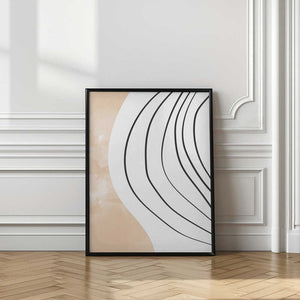 Tablou înramat „Beige Black Line Art” de Melloi Art Prints