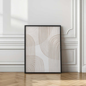 Tablou înramat „Abstract Beige Line Art” de Melloi Art Prints