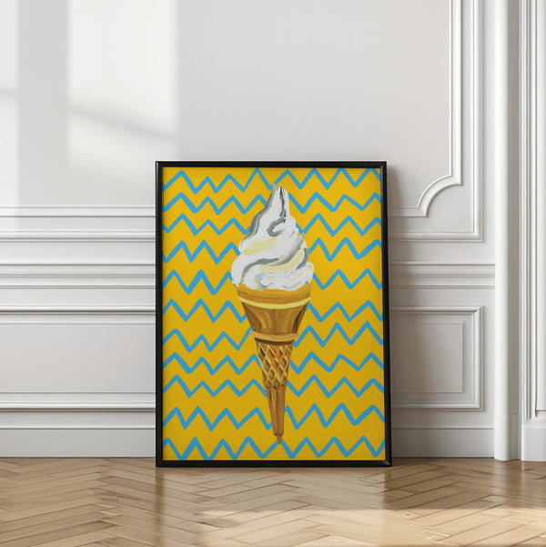 Tablou înramat „Ice Cream Yellow Zigzag” de Alice Straker