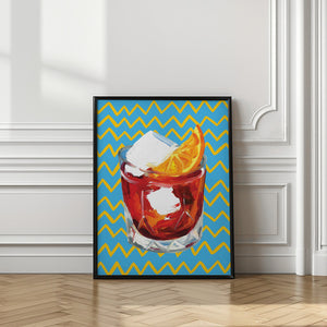 Tablou înramat „Negroni Blue” de Alice Straker