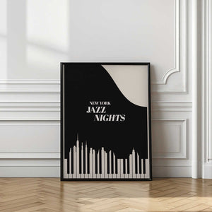 Tablou înramat „Jazz Nights Nyc   Black” de Kubistika