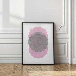 Tablou înramat „Gray Pink Circles” de Louise van Terheijden
