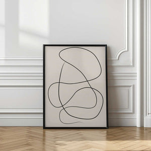 Tablou înramat „Swirling One Line Art” de Elena Ristova