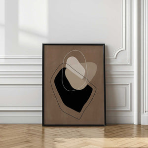 Tablou înramat „Layered Organic Shapes in Neutral Tones” de Elena Ristova