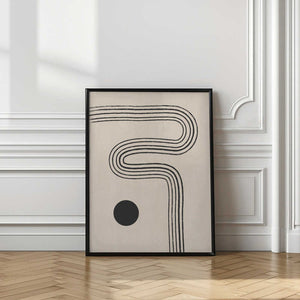 Tablou înramat „Black Curved Lines and a Circle” de Elena Ristova