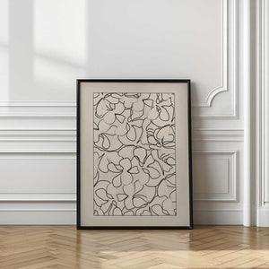 Tablou înramat „Seamless Pattern of Outlined Flowers” de Elena Ristova
