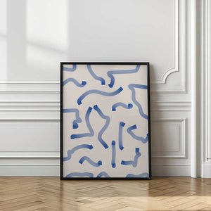 Tablou înramat „Blue Meandering Paths” de Elena Ristova