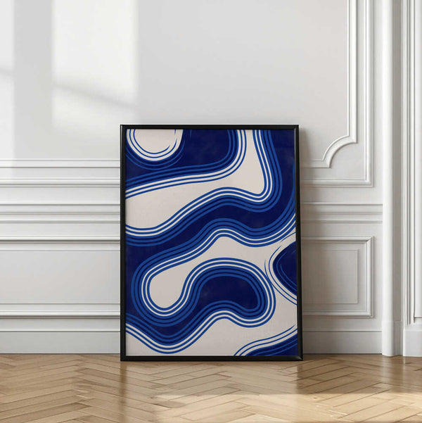 Tablou înramat „Blue Wave Patterns” de Elena Ristova