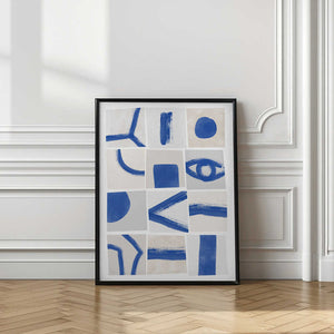 Tablou înramat „Minimalist Blue Brushstrokes” de Elena Ristova