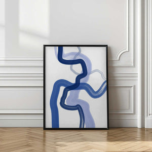 Tablou înramat „Fluid Blue Brushstrokes” de Elena Ristova