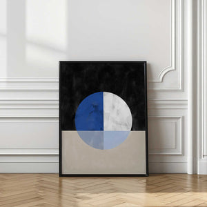 Tablou înramat „Isected Circle with Blue and White Quadrants” de Elena Ristova