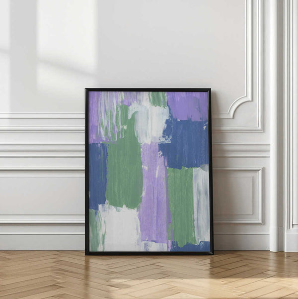 Tablou înramat „Bold Brushstrokes in Lavender Green and Blue Hues” de uplusmestudio