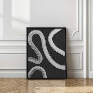 Tablou înramat „Curved Monochrome Paths” de Elena Ristova