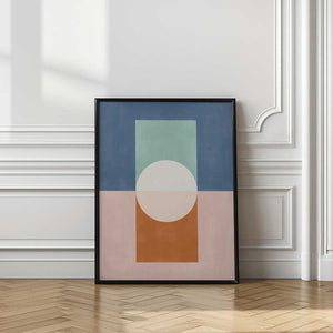 Tablou înramat „Geometric Shapes And A Muted Color Palette” de Elena Ristova
