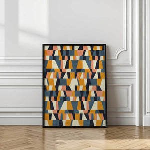 Tablou înramat „Rainbow Plus Shapes  Blue Mustard14” de Ana Rut Bre