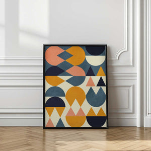 Tablou înramat „Rainbow Plus Shapes  Blue Mustard6” de Ana Rut Bre