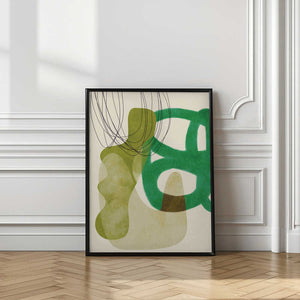 Tablou înramat „Painted Lines Green Tan Kopie” de Ana Rut Bre
