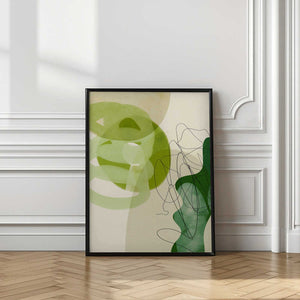 Tablou înramat „Painted Lines Green Tan 3 Kopie” de Ana Rut Bre