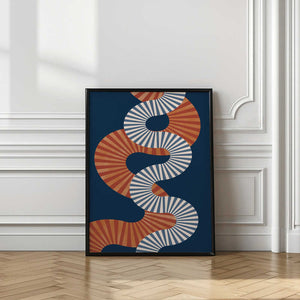 Tablou înramat „Winding Pattern In Retro Colors” de Elena Ristova