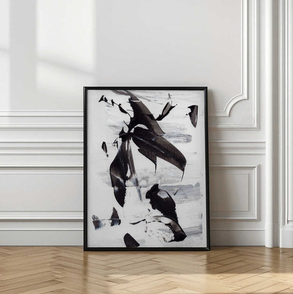 Tablou înramat „Monochrome Dynamic Brushstrokes” de uplusmestudio
