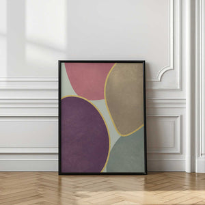 Tablou înramat „Abstract Circles With Gold 4” de Bilge Paksoylu