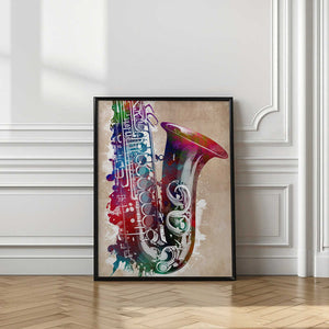 Tablou înramat „Saxophone music art” de Justyna Jaszke