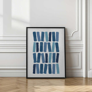 Tablou înramat „Blue Brush Strokes” de Orara Studio