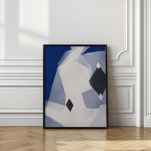 Tablou înramat „Blue Black and White Abstract” de Little Dean