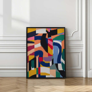 Tablou înramat „Shapes with Dynamic Brushstrokes” de Little Dean