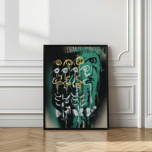 Tablou înramat „Ink and oil abstract 04” de Little Dean