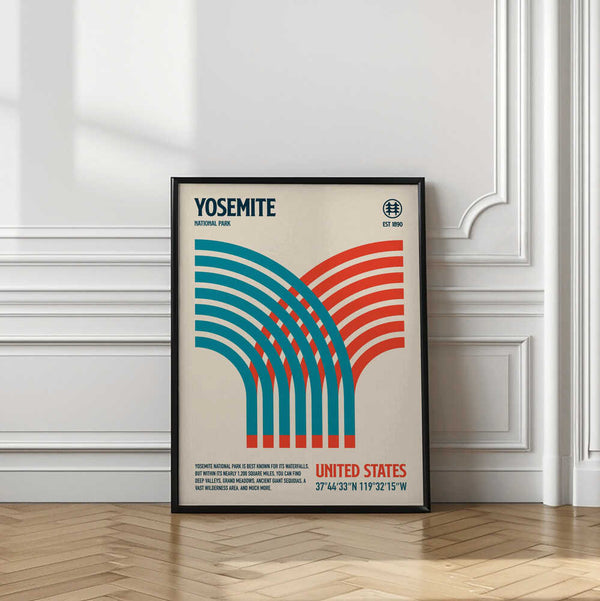 Tablou înramat „Yosemite National Park Travel Poster” de Retrodrome