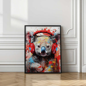Tablou înramat „Koala With Headphones animal” de Justyna Jaszke