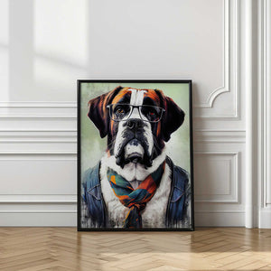 Tablou înramat „Hipster dog animal art” de Justyna Jaszke