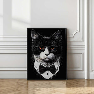 Tablou înramat „Hipster cat animal art” de Justyna Jaszke